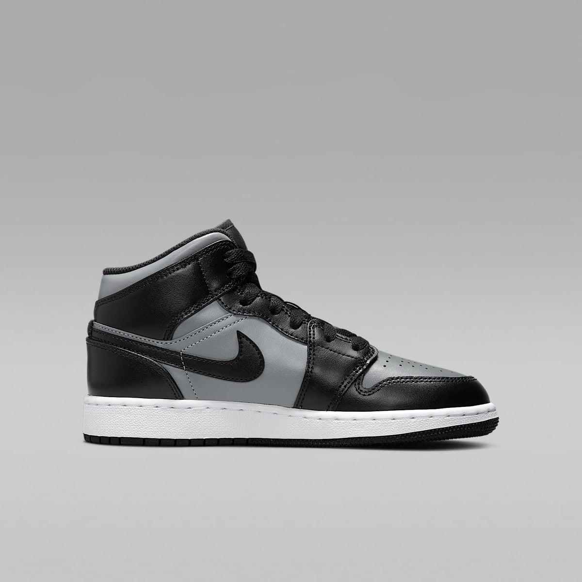Jordan 1 Mid – Negro/Gris partícula/Blanco/Rojo gimnasio – vista 3
