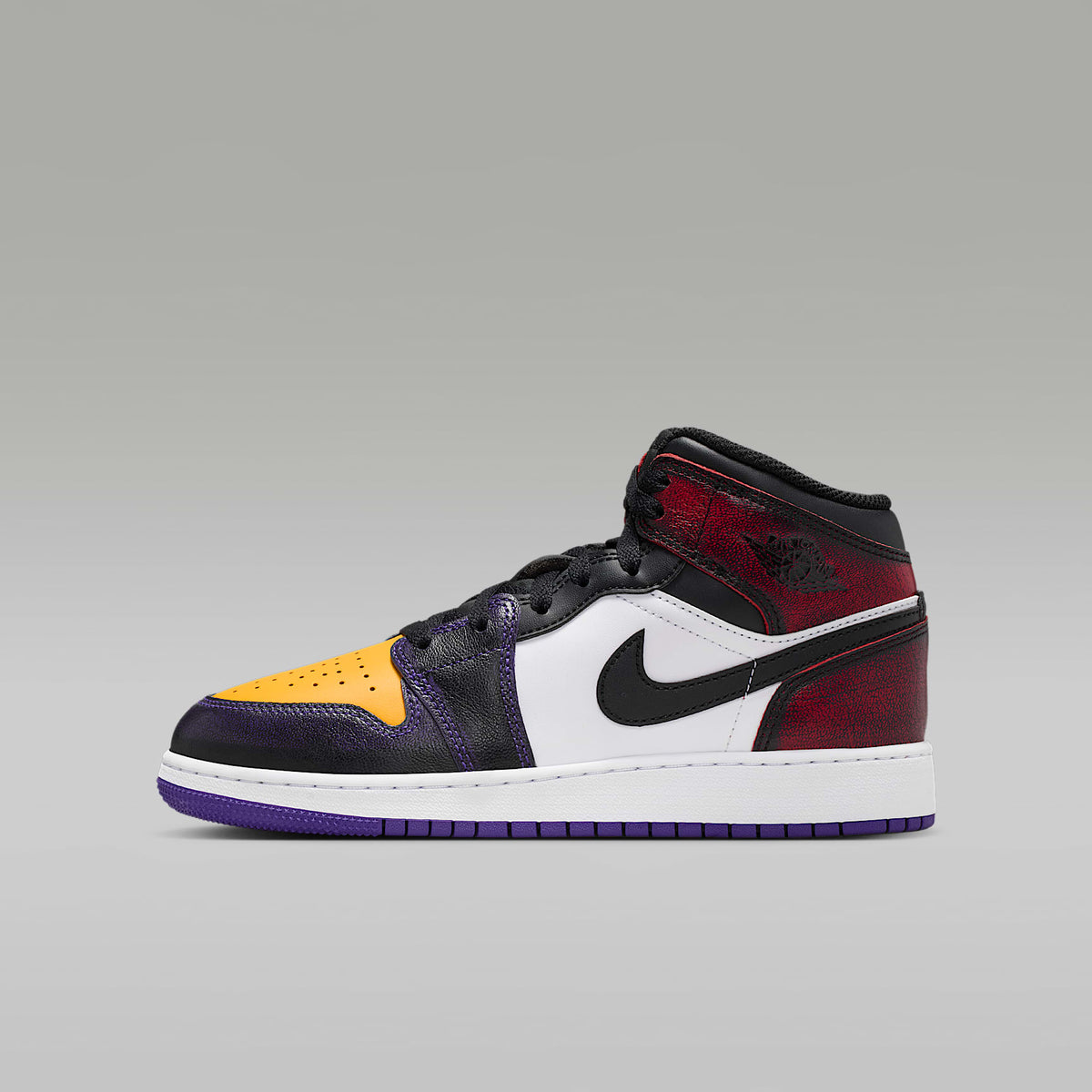 Air Jordan 1 Mid SE – Rojo genuino/Blanco/Morado cancha/Negro – vista 1