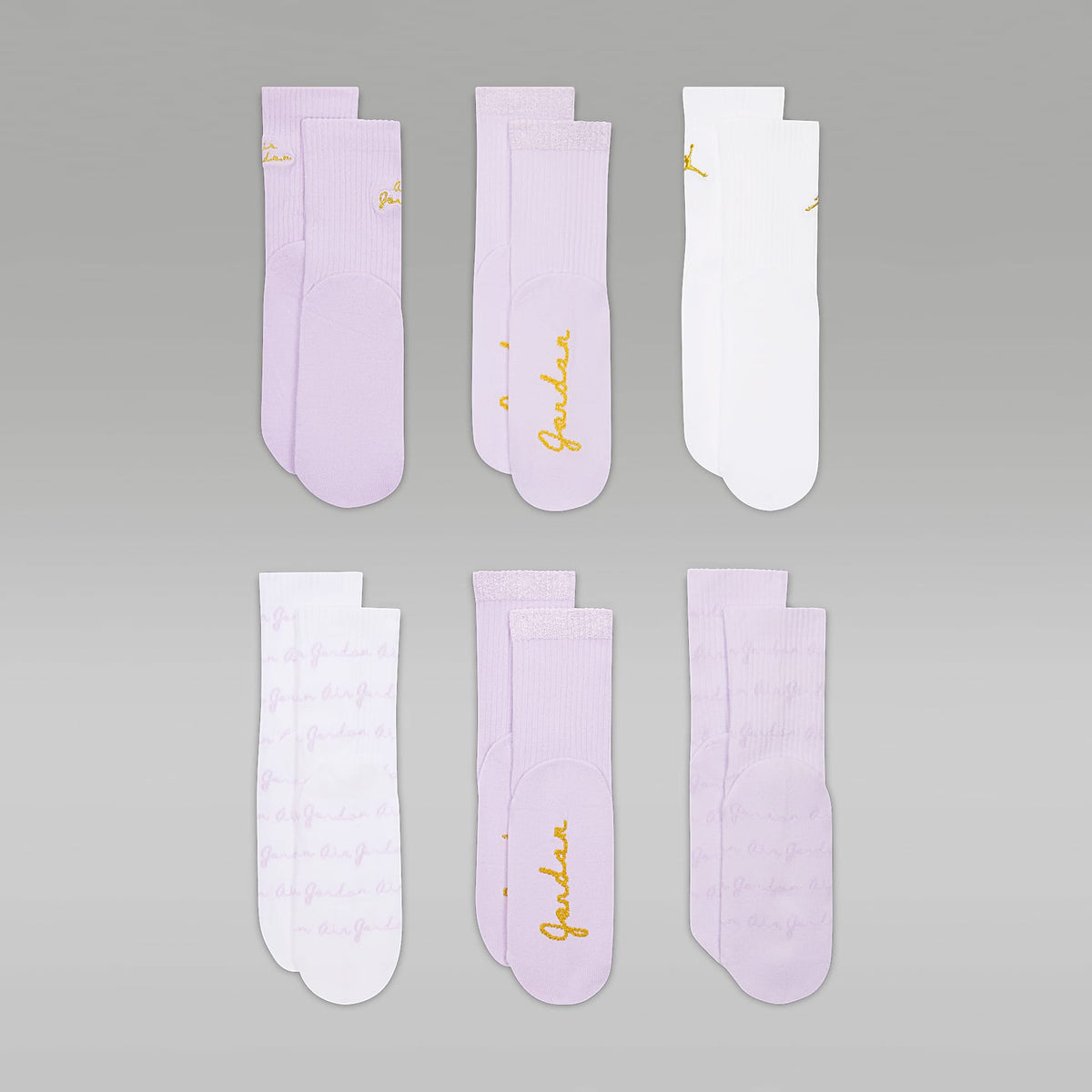 Calcetas Micro para niños talla grande (6 pares) Air Jordan – Bruma violeta – vista 3