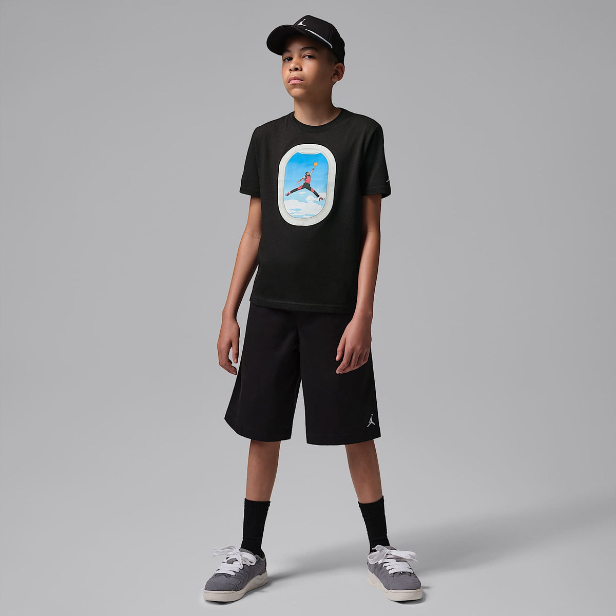 Playera para niños talla grande Plane Window Air Jordan – Negro – vista 6