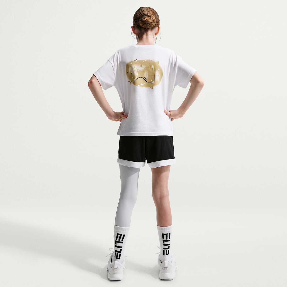 Shorts de básquetbol Dri-FIT para niños talla grande A'ja Wilson – Negro/Blanco – vista 7