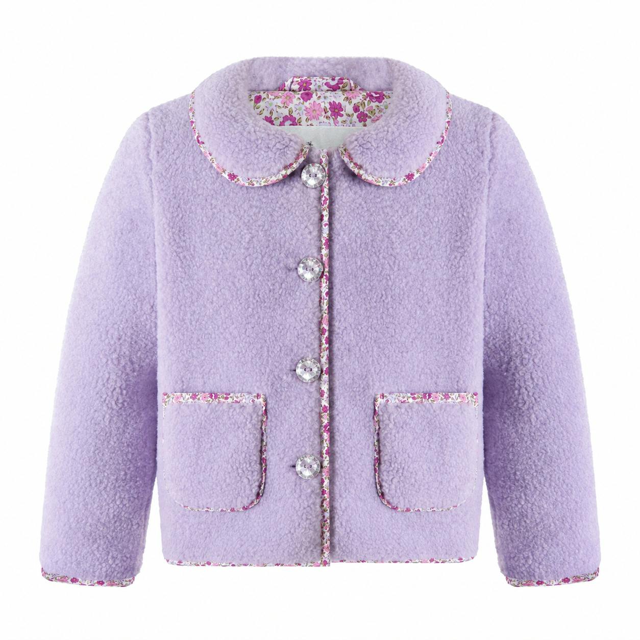 Chaqueta Rachel Riley Shearling con Borde Floral para Niña