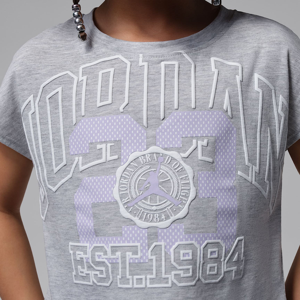 Conjunto de playera de corte cuaadrado y shorts de ciclismo para niños talla pequeña Jordan – Bruma violeta – vista 5
