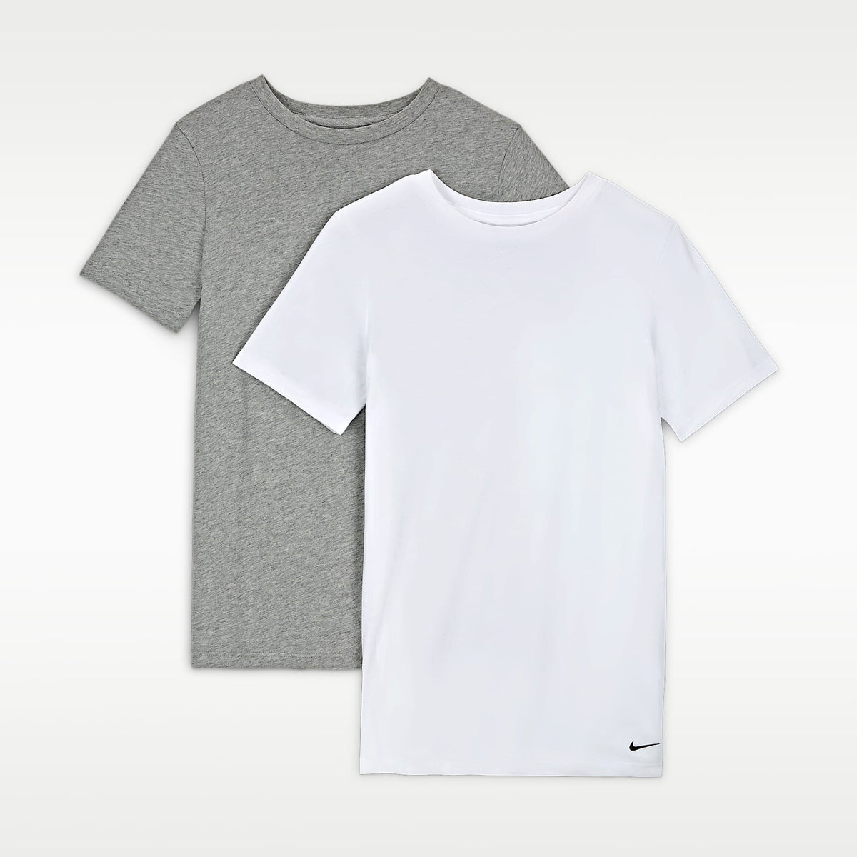 Camisetas interiores de cuello redondo para niños talla grande (paquete de 2) Nike – Blanco/Gris oscuro jaspeado – vista 1