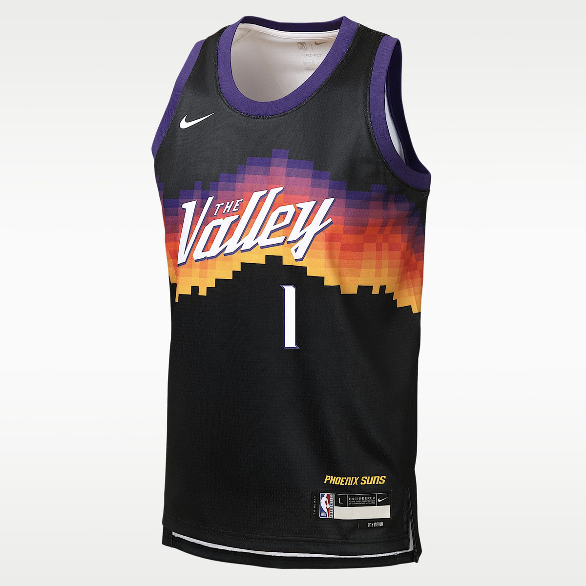 Jersey Nike de la NBA Swingman para niños talla grande Devin Booker Phoenix Suns City Edition – Negro – vista 1