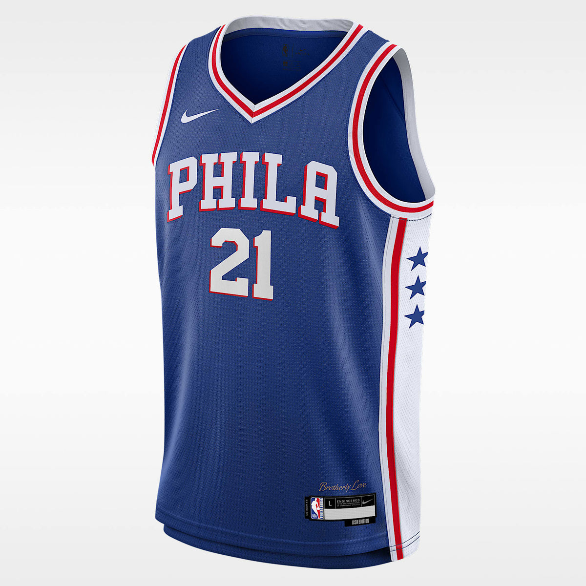 Jersey Nike de la NBA Swingman para niños talla grande Joel Embiid Philadelphia 76ers 2023/24 Icon Edition – Azul enérgico – vista 1