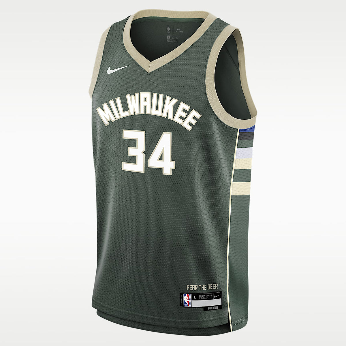 Jersey de alero polivalente Nike NBA para niños talla grande Giannis Antetokounmpo Milwaukee Bucks 2023/24 Icon Edition – Abeto – vista 1