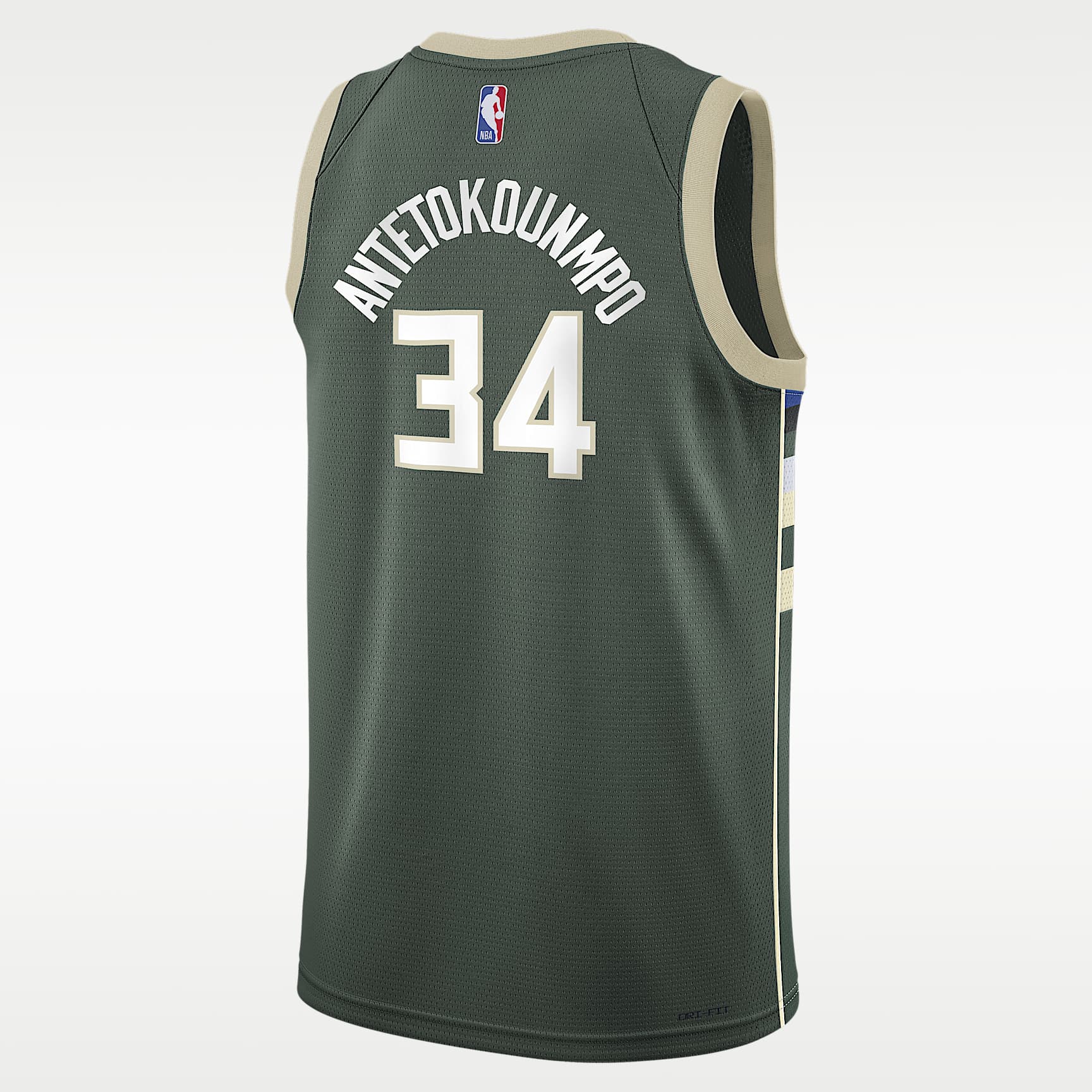 Jersey de alero polivalente Nike NBA para niños talla grande Giannis Antetokounmpo Milwaukee Bucks 2023/24 Icon Edition – Abeto – vista 2