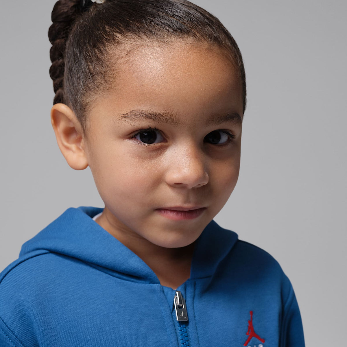 Conjunto de sudadera con gorro de 2 piezas de cierre completo infantil Jordan Brooklyn Fleece – Azul genuino – vista 4