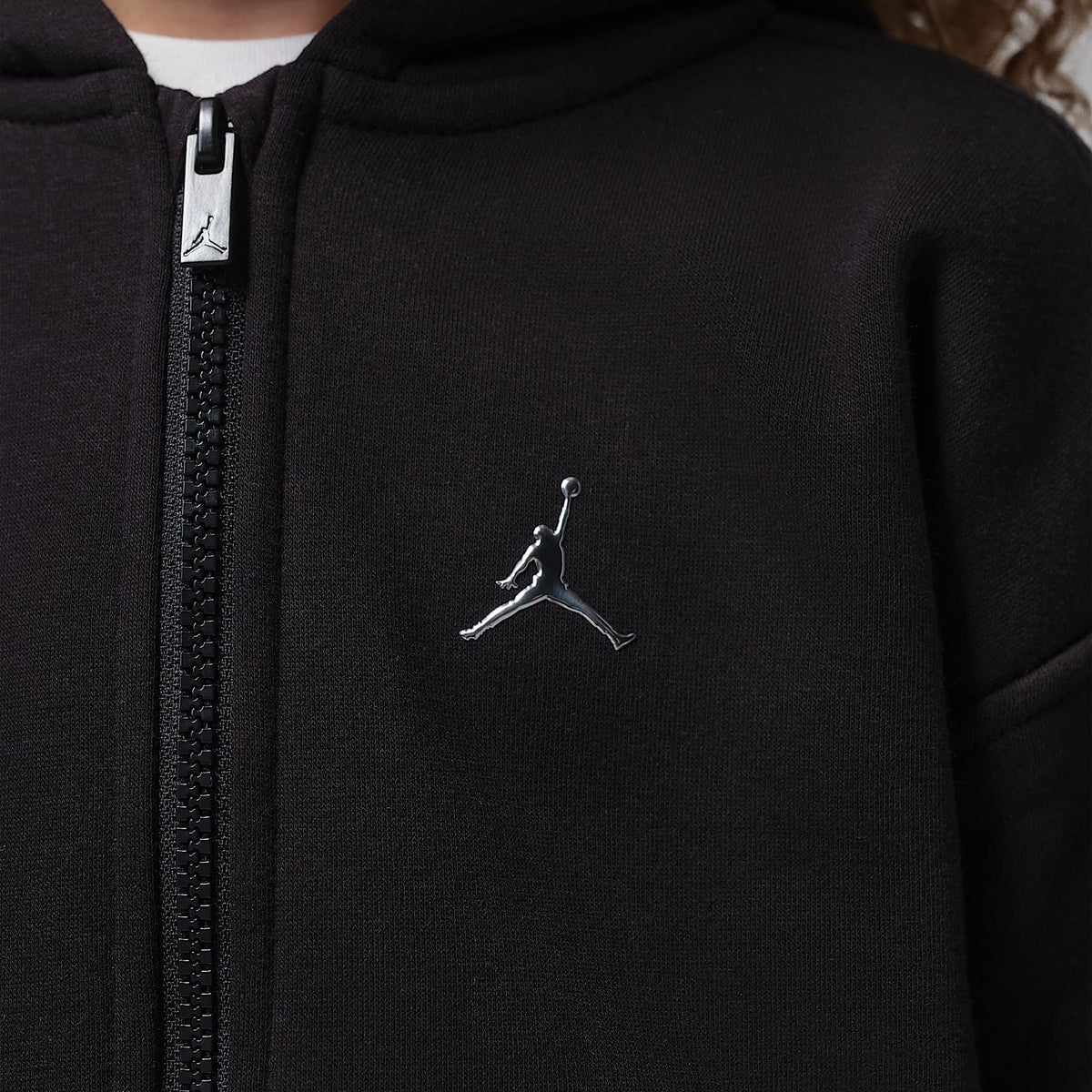 Conjunto de 2 piezas con sudadera con gorro de cierre completo para niños talla pequeña Jordan Brooklyn Fleece – Negro – vista 5
