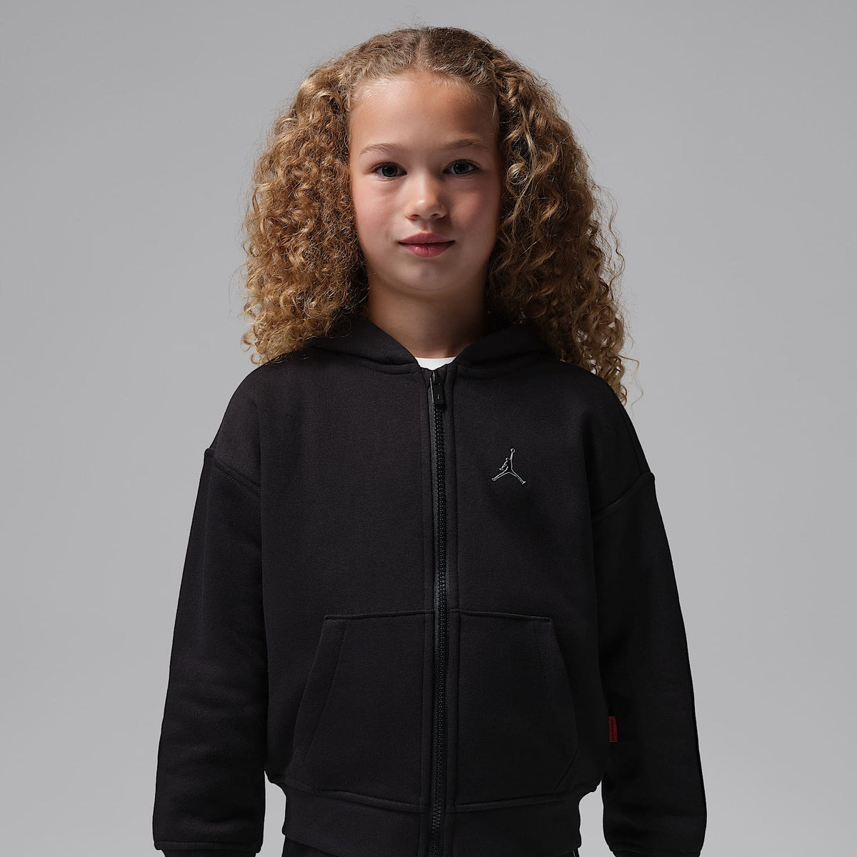 Conjunto de 2 piezas con sudadera con gorro de cierre completo para niños talla pequeña Jordan Brooklyn Fleece – Negro – vista 3