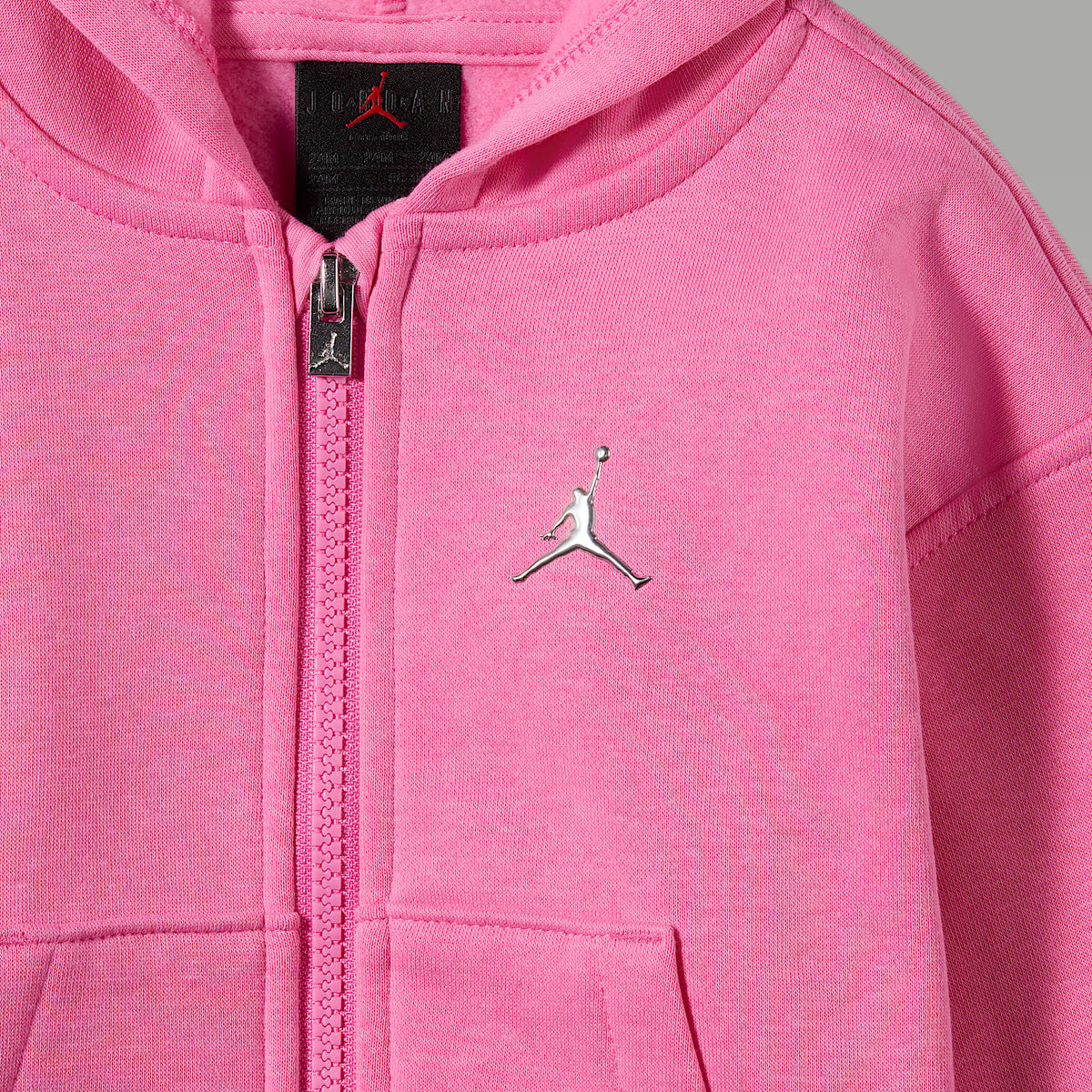Conjunto de sudadera con gorro de cierre completo de dos piezas para bebé (12 a 24 meses) Jordan Brooklyn Fleece – Rosa gimnasio – vista 3