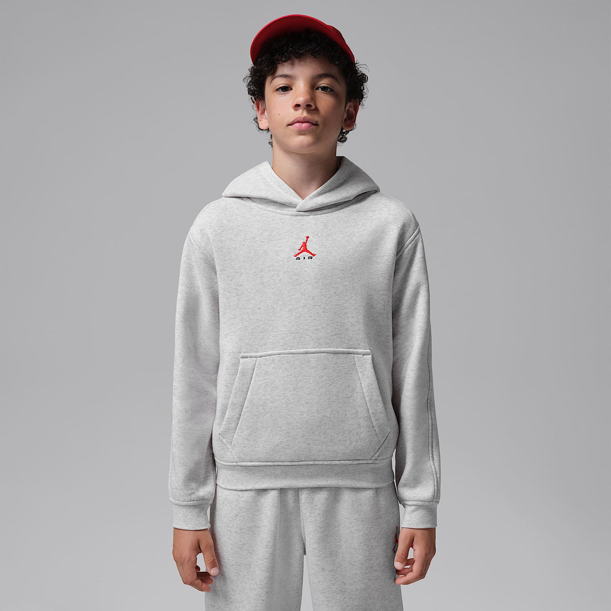 Sudadera con gorro sin cierre para niños talla grande Jordan Brooklyn Fleece – Gris neutro jaspeado – vista 1