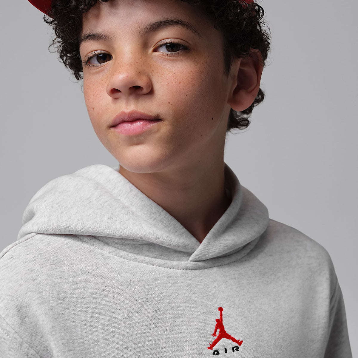 Sudadera con gorro sin cierre para niños talla grande Jordan Brooklyn Fleece – Gris neutro jaspeado – vista 3