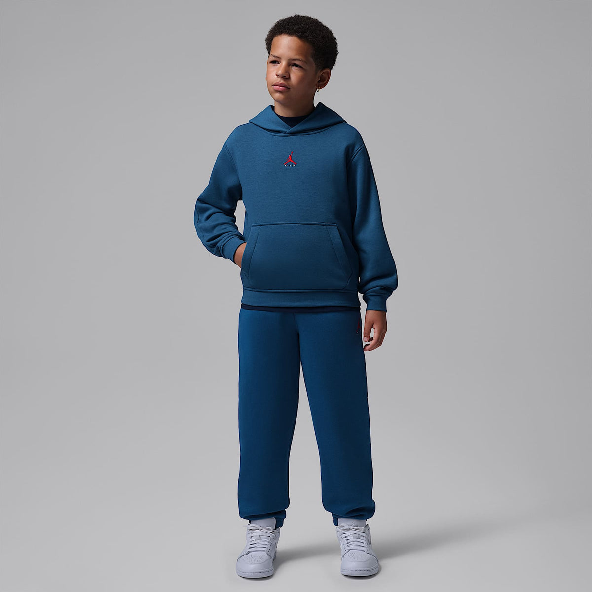 Sudadera con gorro sin cierre para niños talla grande Jordan Brooklyn Fleece – Azul genuino – vista 8