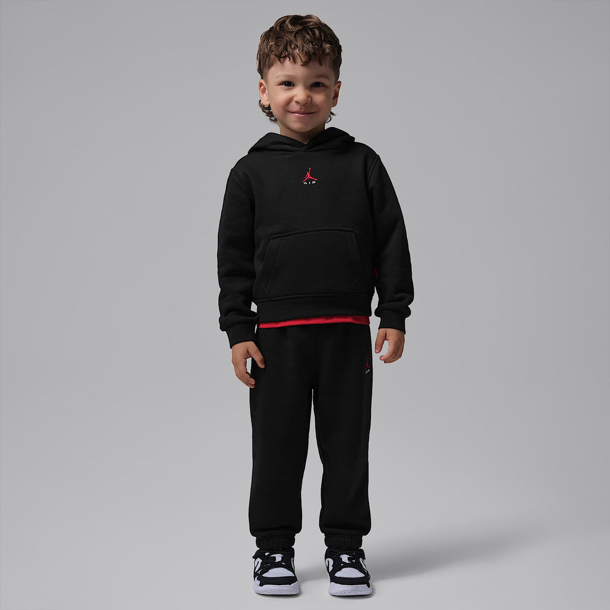 Conjunto de 2 piezas con sudadera con gorro sin cierre infantil Jordan Brooklyn Fleece – Negro – vista 1