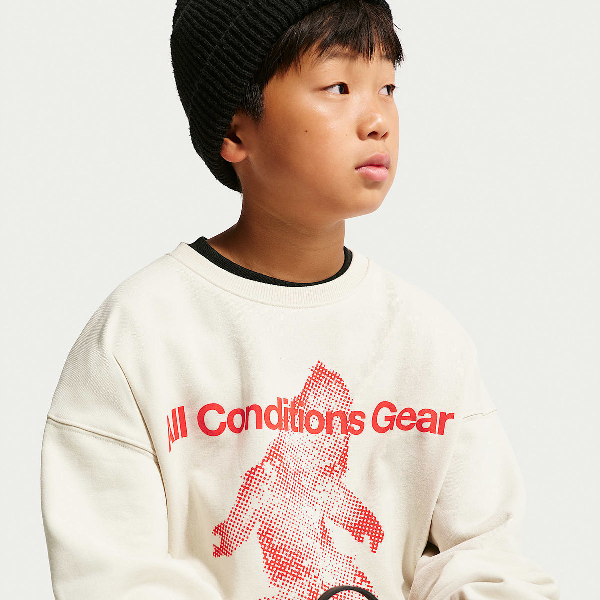 Sudadera de cuello redondo de tejido Fleece Yeti para niños talla grande Nike ACG – Marrón verdoso claro – vista 3