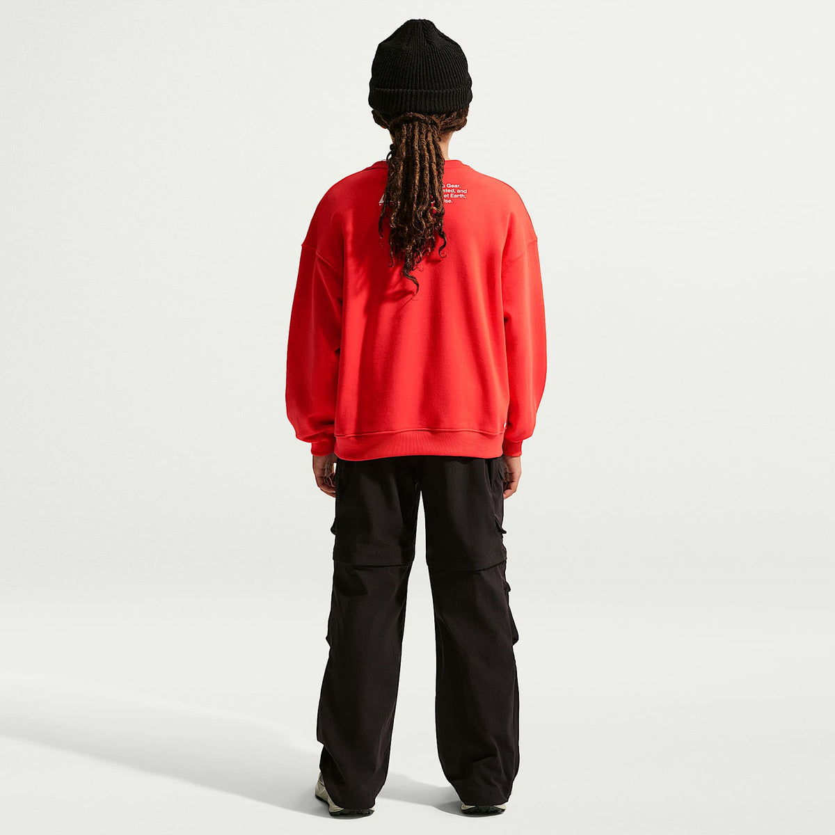 Sudadera de cuello redondo de tejido Fleece Yeti para niños talla grande Nike ACG – Carmesí claro – vista 5