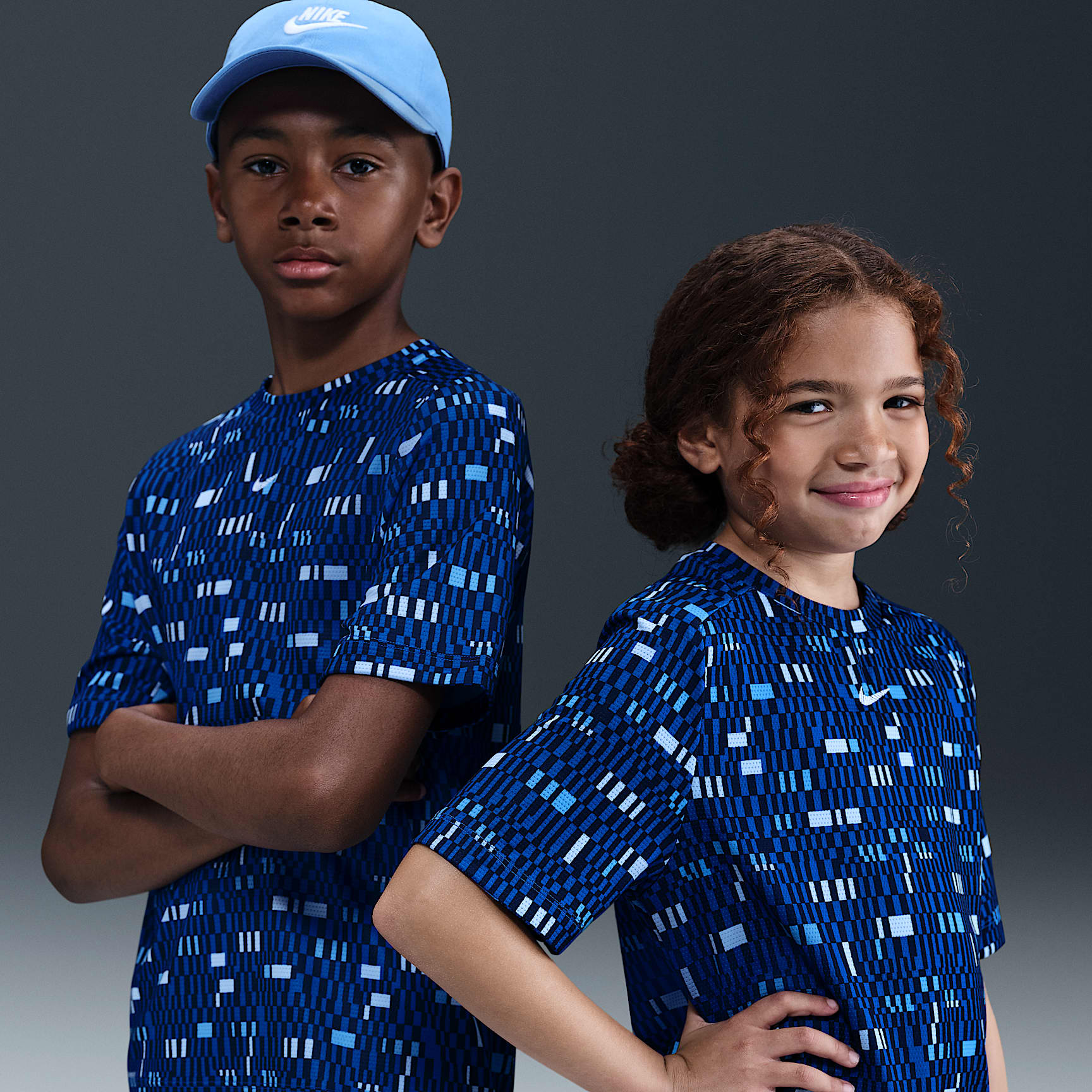 Playera de manga corta Dri-FIT para niño talla grande Nike Multi – Royal juego/Blanco – vista 1
