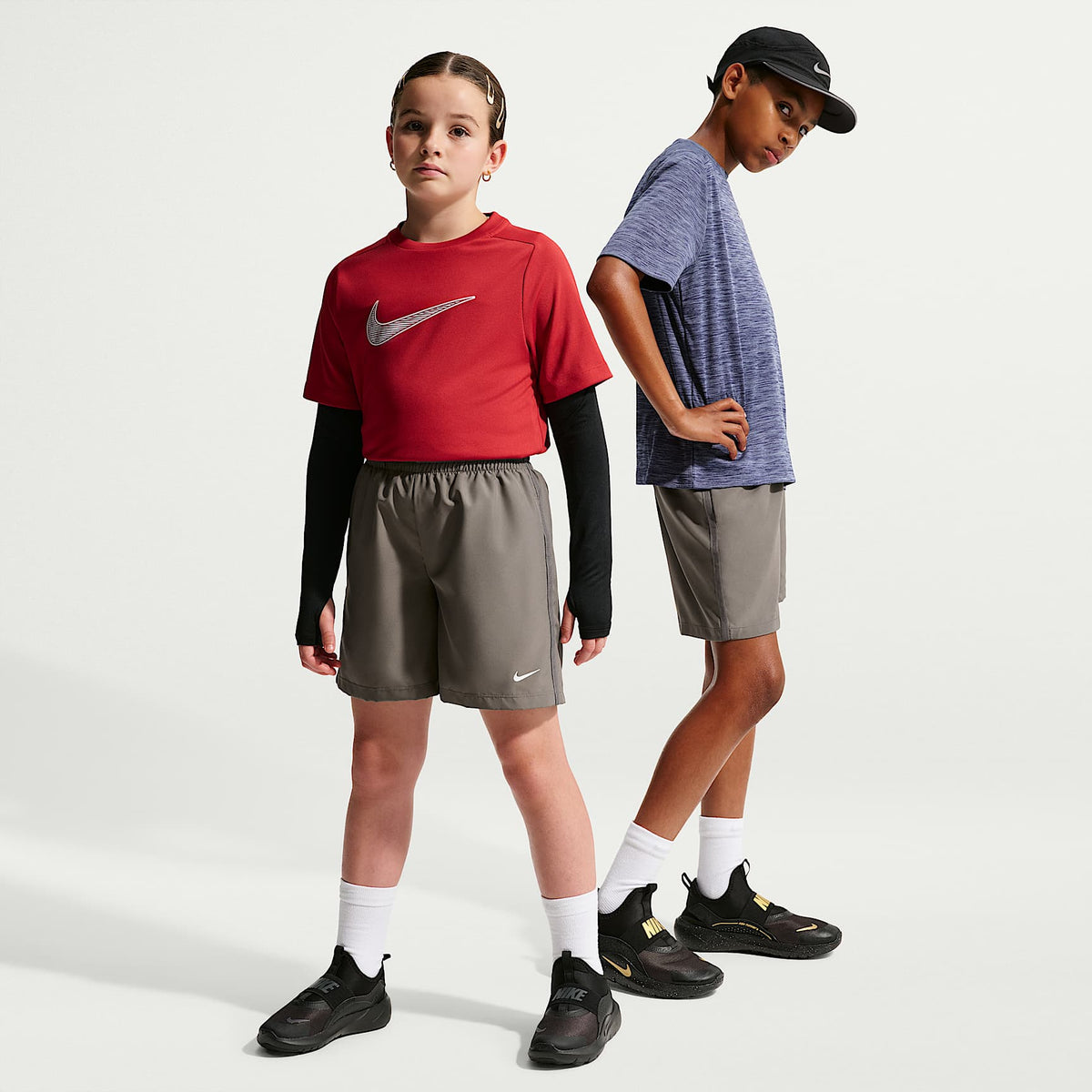 Shorts Dri-FIT de tejido Woven para niño talla grande Nike Multi – Cueva/Blanco – vista 1