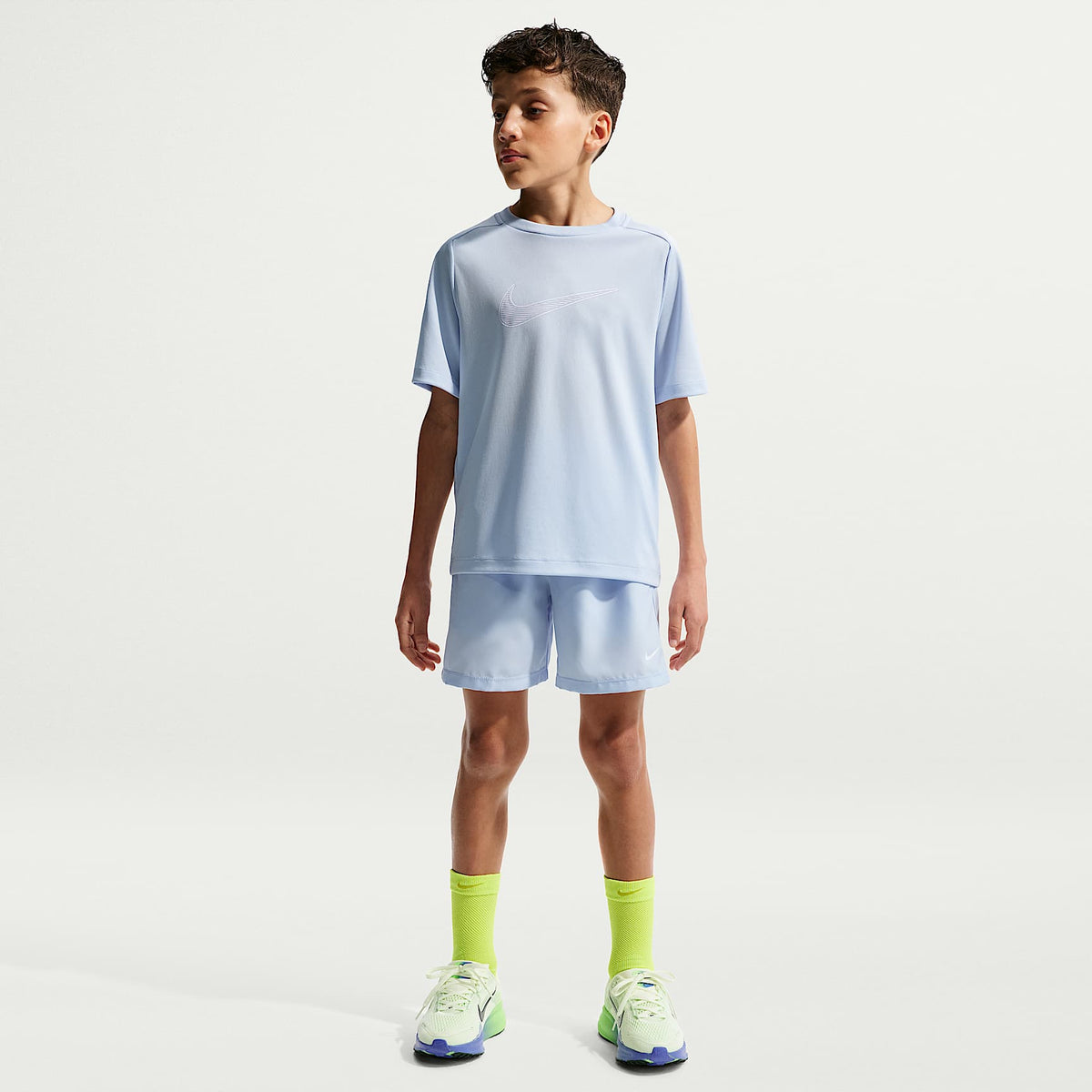 Shorts Dri-FIT de tejido Woven para niño talla grande Nike Multi – Azul hidrógeno/Blanco – vista 1
