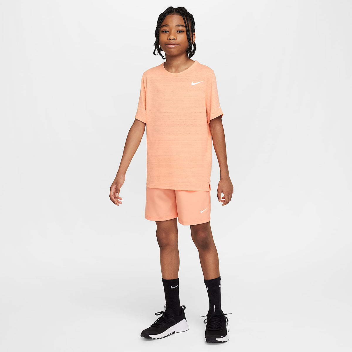 Shorts Dri-FIT de tejido Woven para niño talla grande Nike Multi – Ágata melocotón/Blanco – vista 7