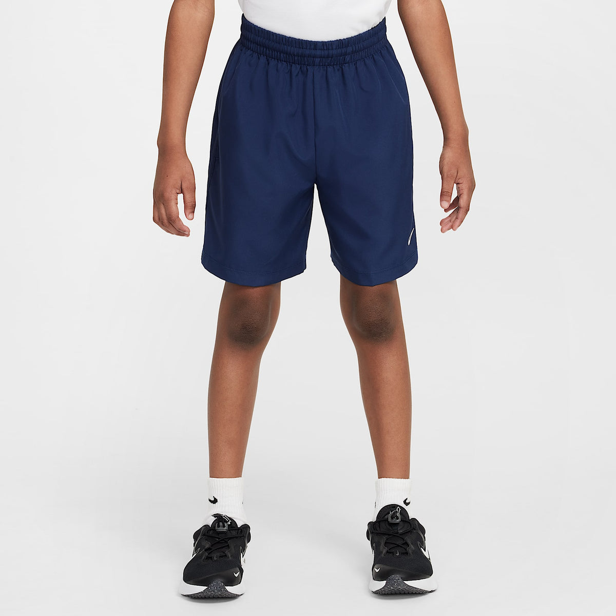 Shorts Dri-FIT de tejido Woven para niño talla grande Nike Multi – Azul marino medianoche/Blanco – vista 1