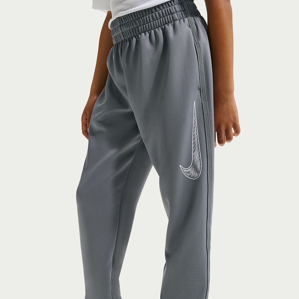 Pants de entrenamiento de tejido Knit para niño talla grande Nike Multi – Gris humo/Blanco – vista 2