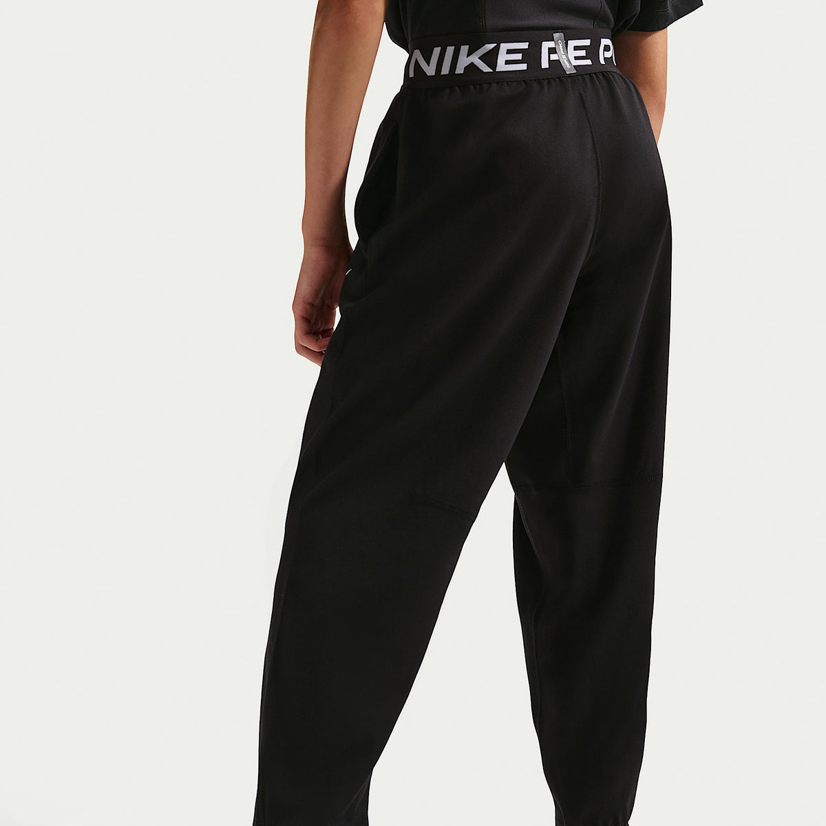 Pants de tejido Fleece Dri-FIT para niño talla grande Nike Pro – Negro/Blanco/Blanco – vista 3