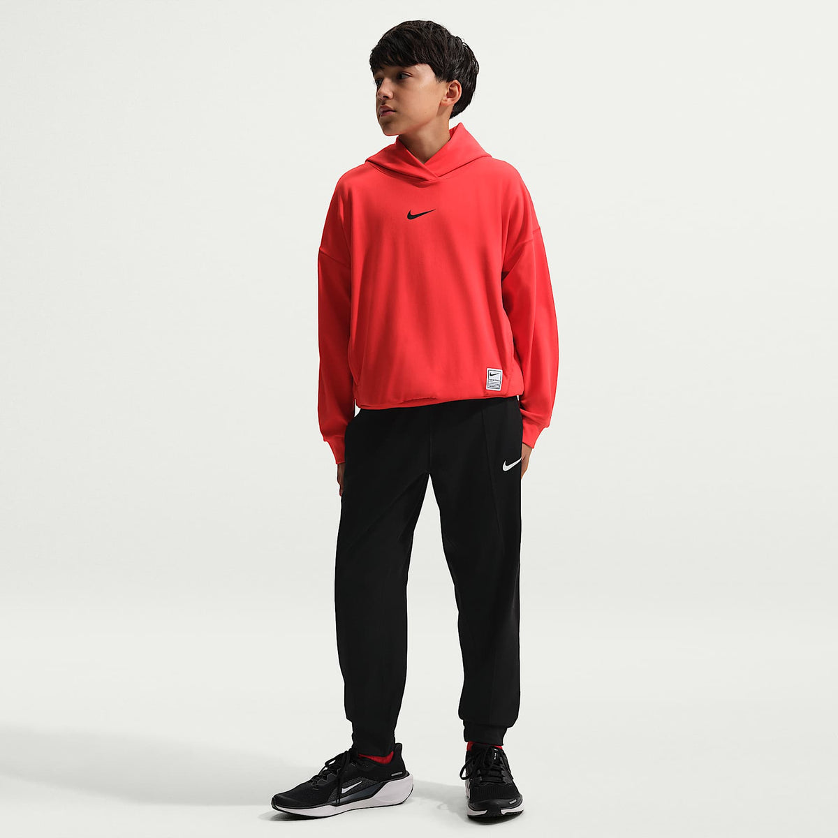 Pants de tejido Fleece Dri-FIT para niño talla grande Nike Pro – Negro/Blanco/Blanco – vista 1