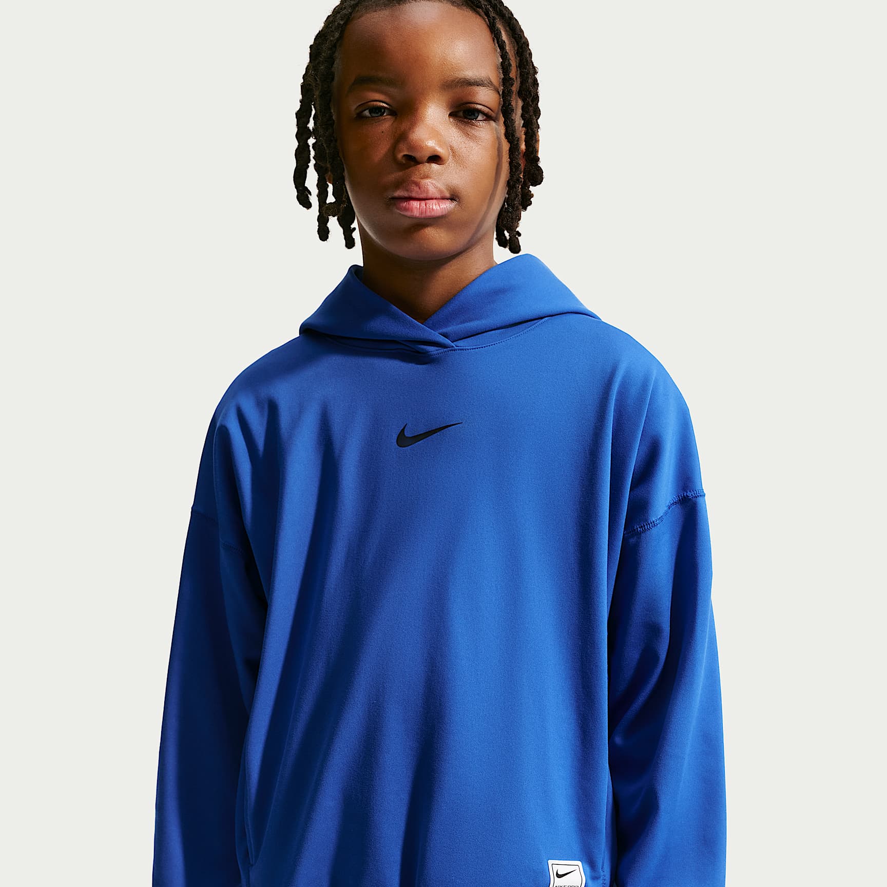 Sudadera con gorro sin cierre Nike Pro Dri-FIT de tejido Fleece para niños talla grande – Royal juego/Negro – vista 1