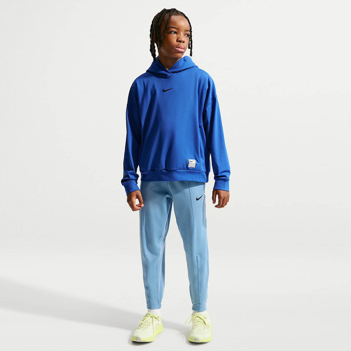 Sudadera con gorro sin cierre Nike Pro Dri-FIT de tejido Fleece para niños talla grande – Royal juego/Negro – vista 4