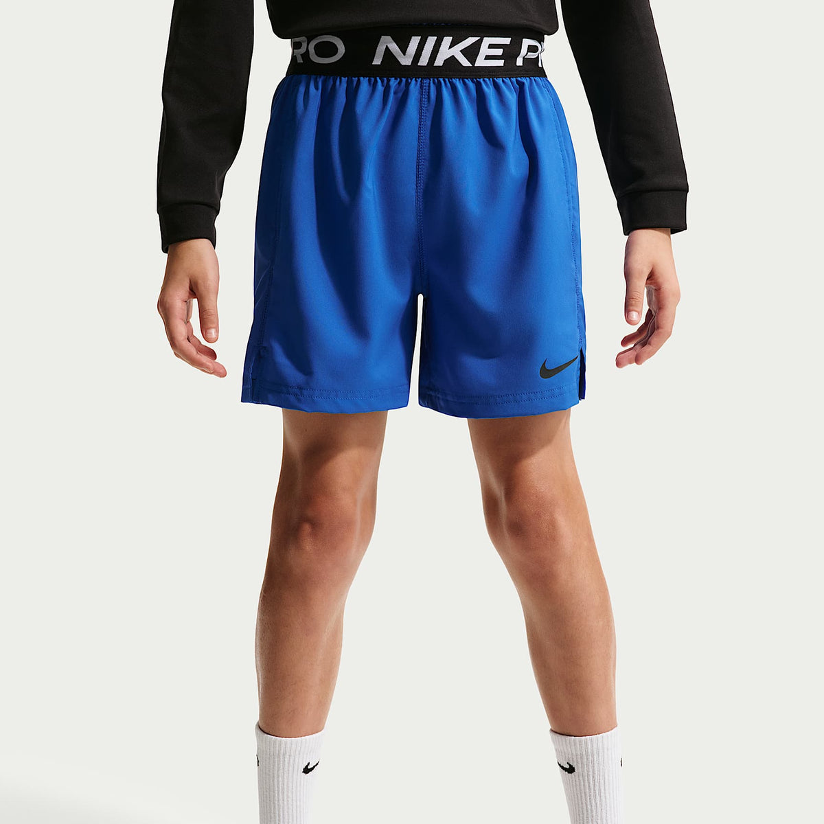 Shorts de entrenamiento Dri-FIT para niño talla grande Nike Pro – Royal juego/Blanco/Negro – vista 2