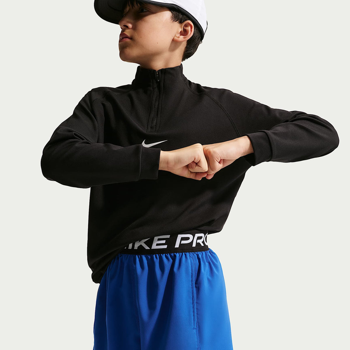 Shorts de entrenamiento Dri-FIT para niño talla grande Nike Pro – Royal juego/Blanco/Negro – vista 4