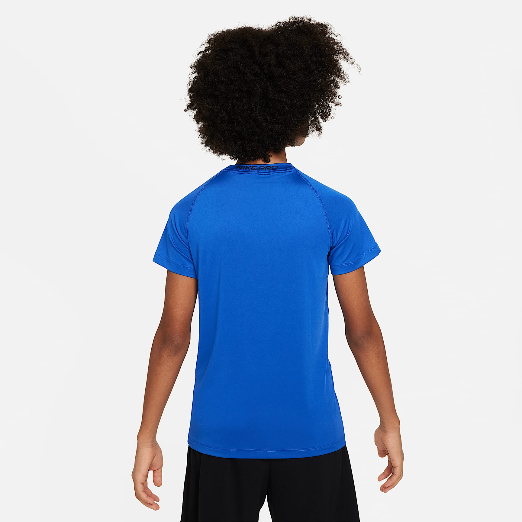 Playera de manga corta Dri-FIT para niño talla grande Nike Pro – Royal juego/Negro – vista 2