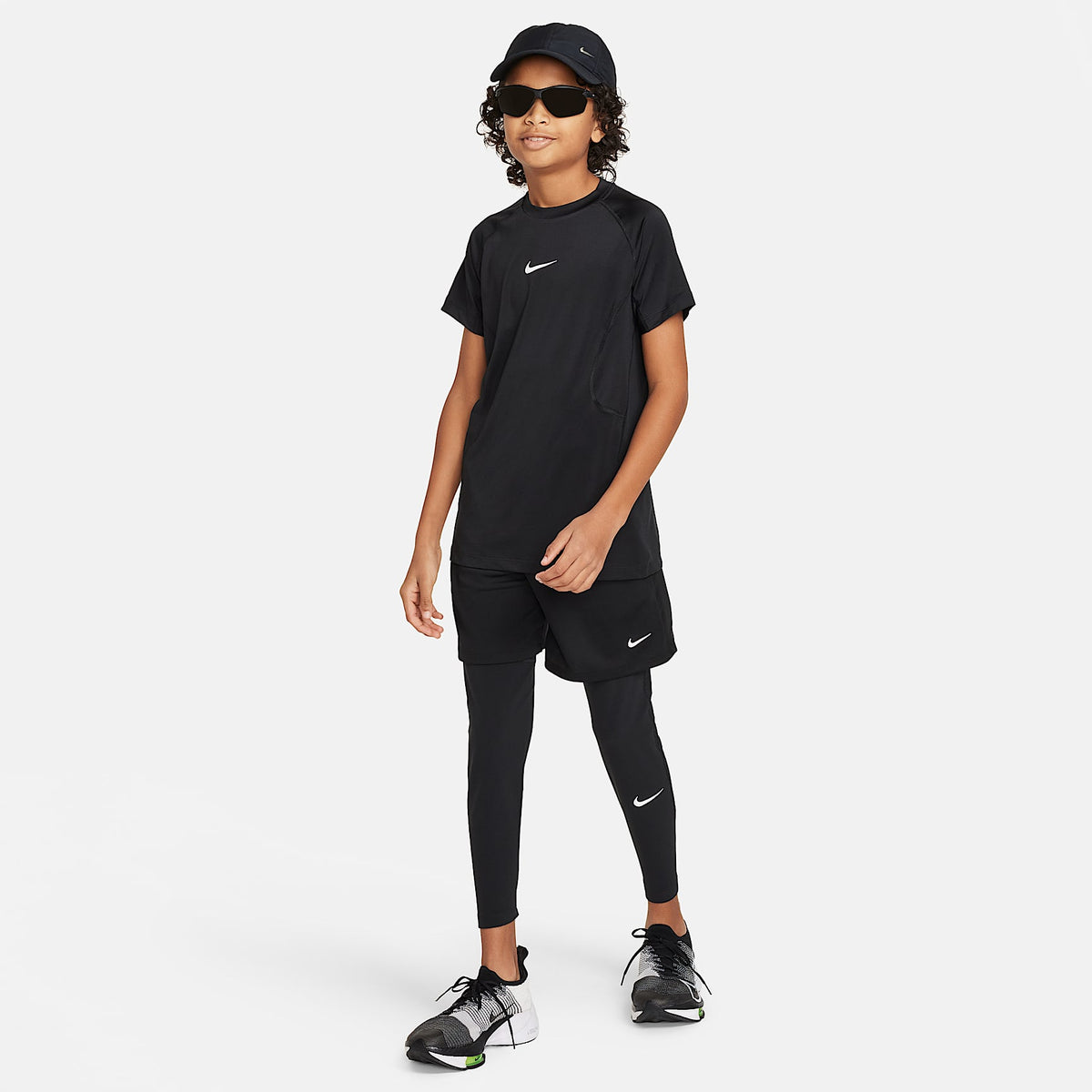 Mallas para niño talla grande Nike Pro Dri-FIT – Negro/Negro/Blanco – vista 6