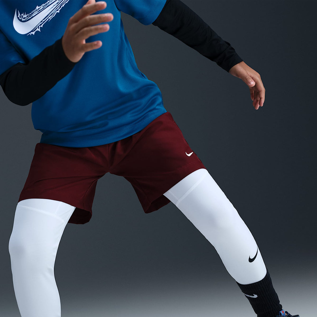 Mallas Dri-FIT para niños talla grande Nike Pro – Blanco/Negro – vista 5