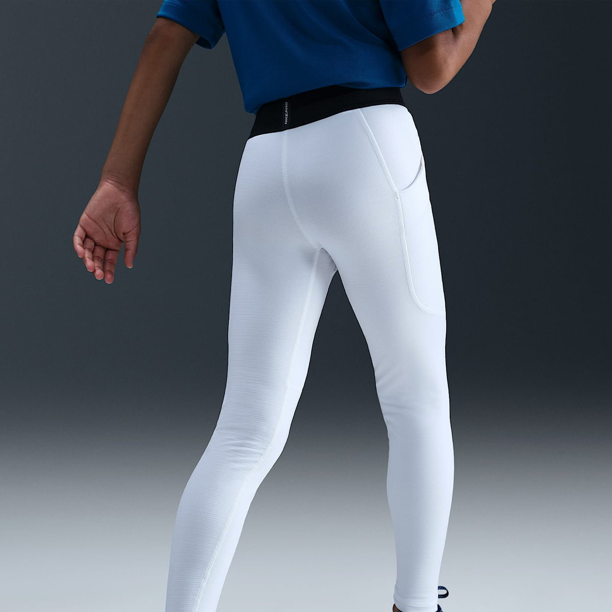 Mallas Dri-FIT para niños talla grande Nike Pro – Blanco/Negro – vista 3