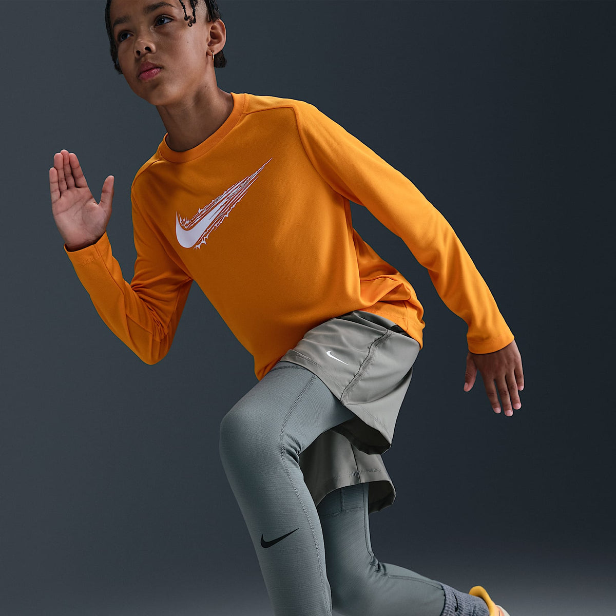 Mallas Dri-FIT para niños talla grande Nike Pro – Gris humo/Negro – vista 5