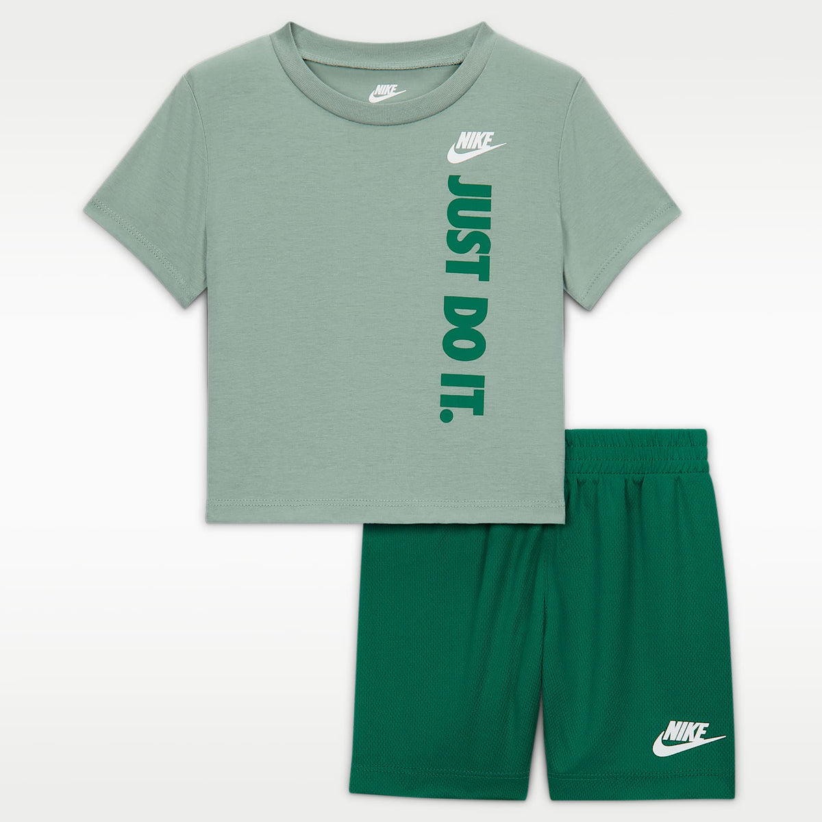 Conjunto de playera con gráfico "Just Do It" y shorts de malla para bebé Nike Sportswear – Malaquita – vista 1