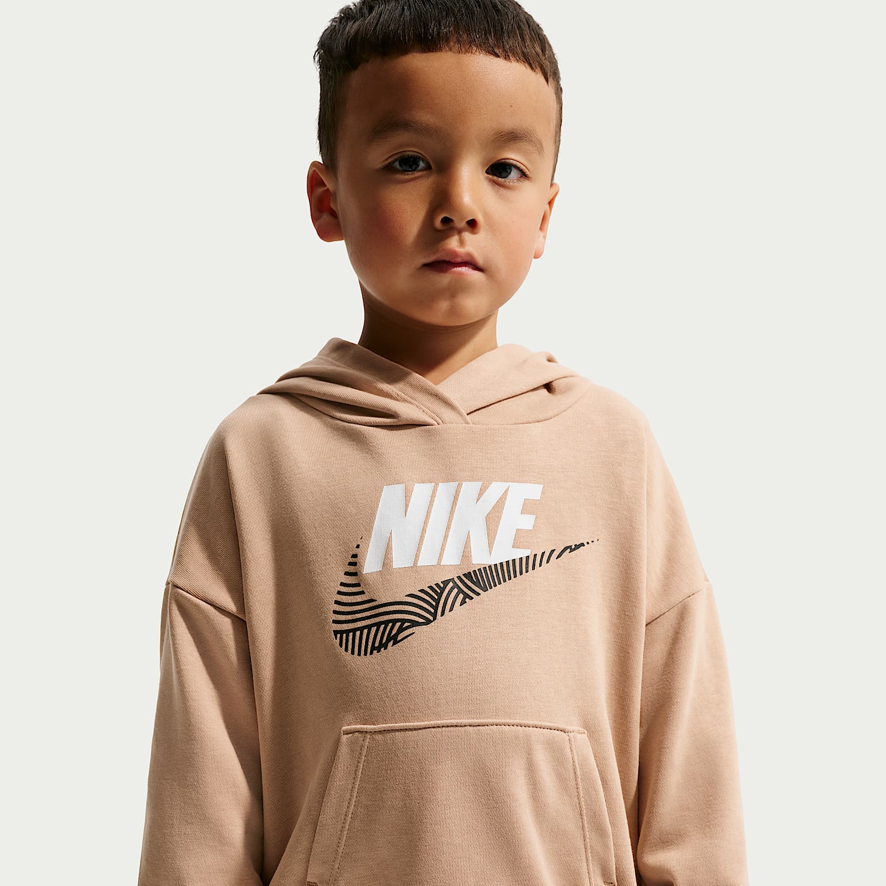 Conjunto de 2 piezas con sudadera sin cierre de French Terry oversized infantil Nike Sportswear In The Zone – Marrón – vista 2