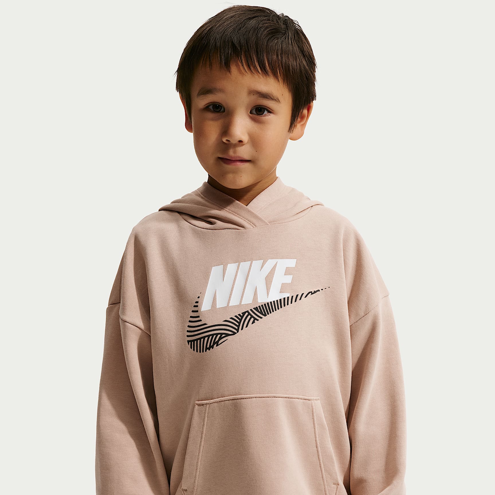 Conjunto de 2 piezas con sudadera sin cierre de French Terry oversized para niños talla pequeña Nike Sportswear In The Zone – Marrón – vista 2