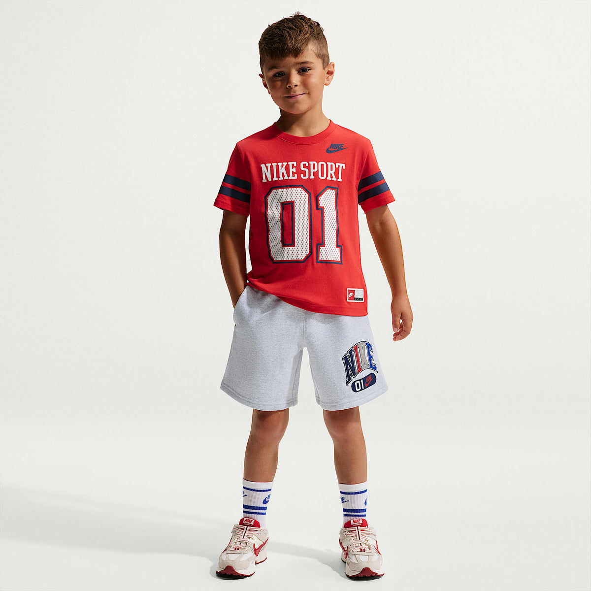 Shorts de tejido Fleece Multisport para niños talla pequeña Nike Sportswear – Abedul jaspeado – vista 1
