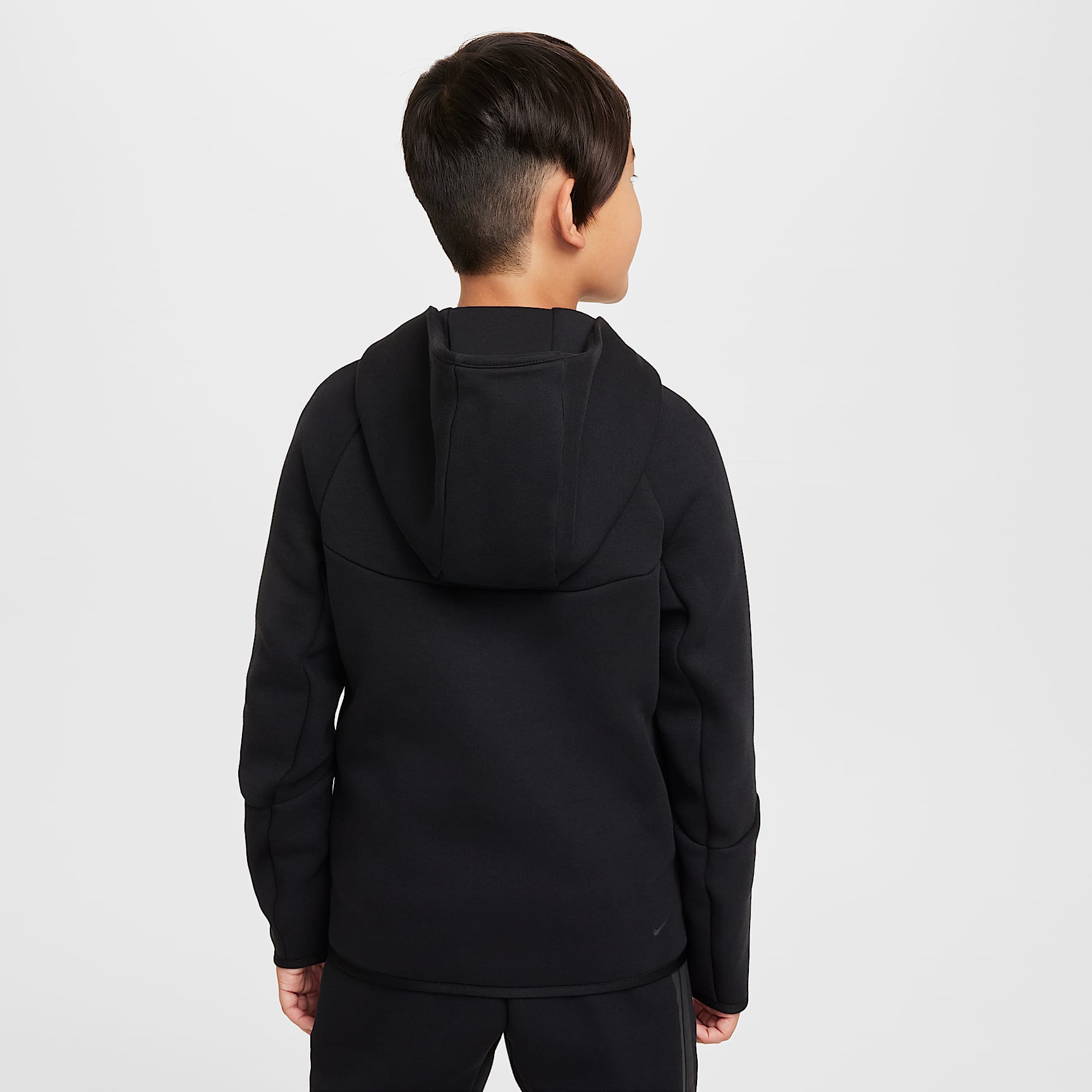 Sudadera con gorro con cierre completo para niños grandes Nike Sportswear Tech Fleece – Negro/Negro/Negro/Negro – vista 2