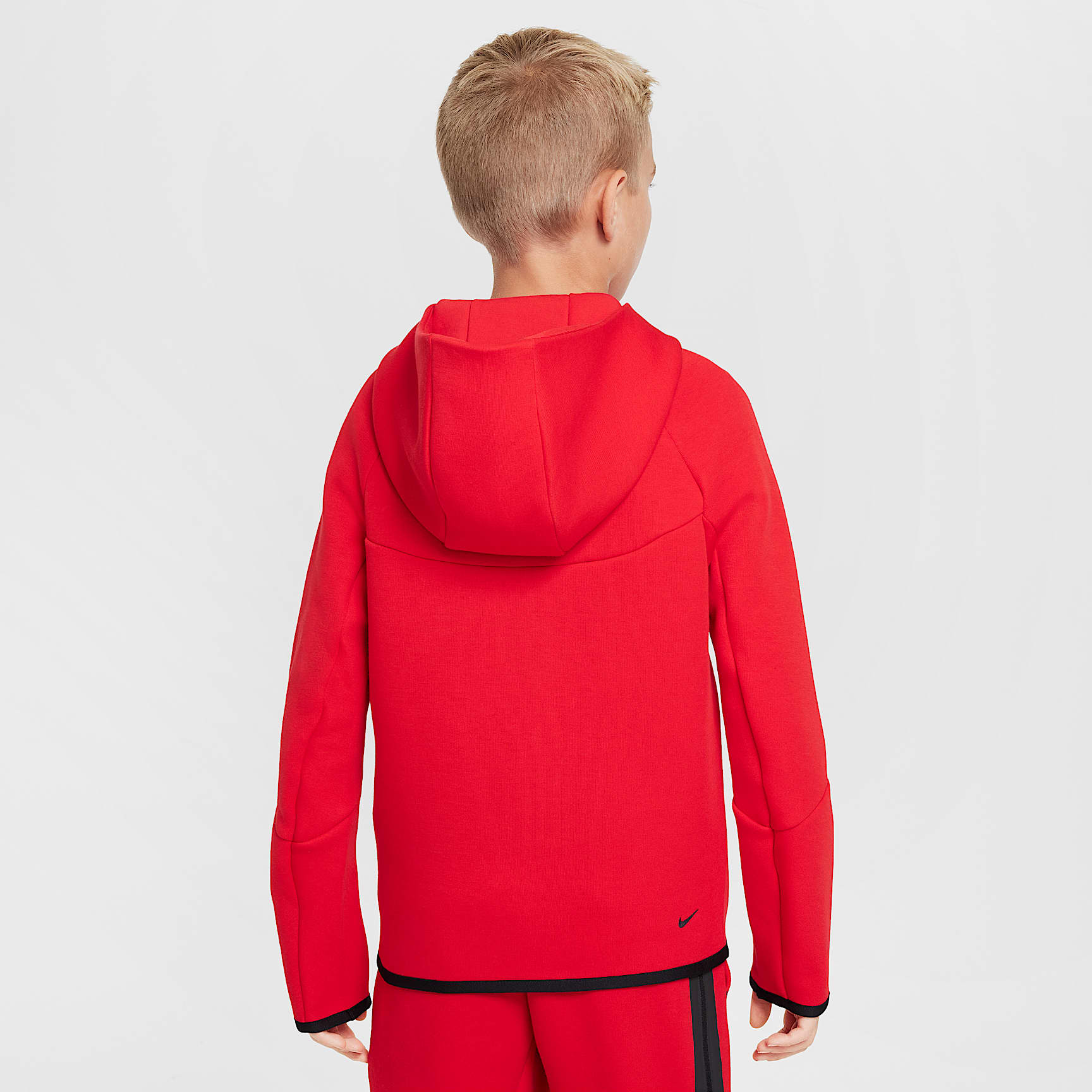 Sudadera con gorro con cierre completo para niños grandes Nike Sportswear Tech Fleece – Rojo universitario/Negro/Negro – vista 2
