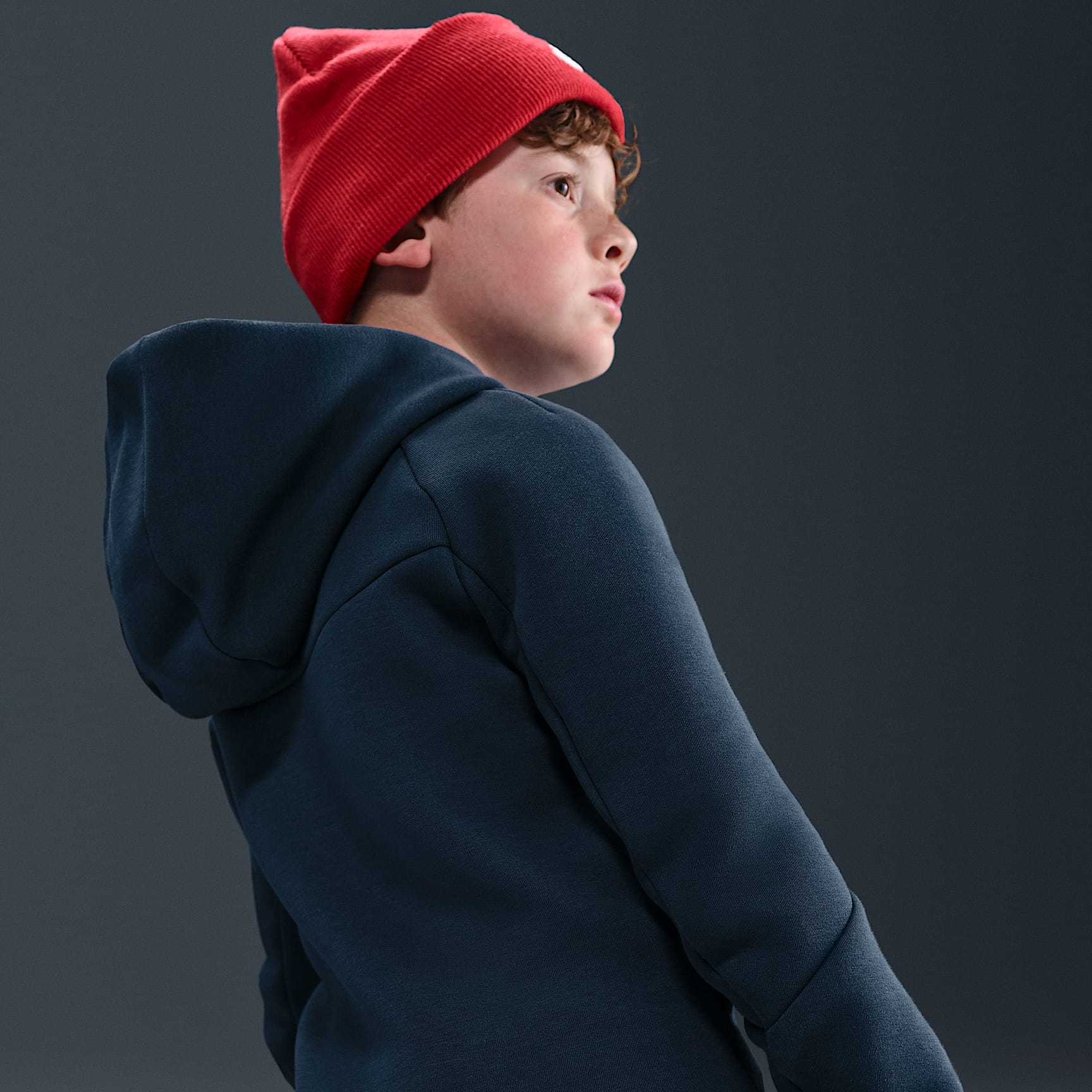 Sudadera con gorro con cierre completo para niños grandes Nike Sportswear Tech Fleece – Obsidiana/Negro/Negro – vista 2