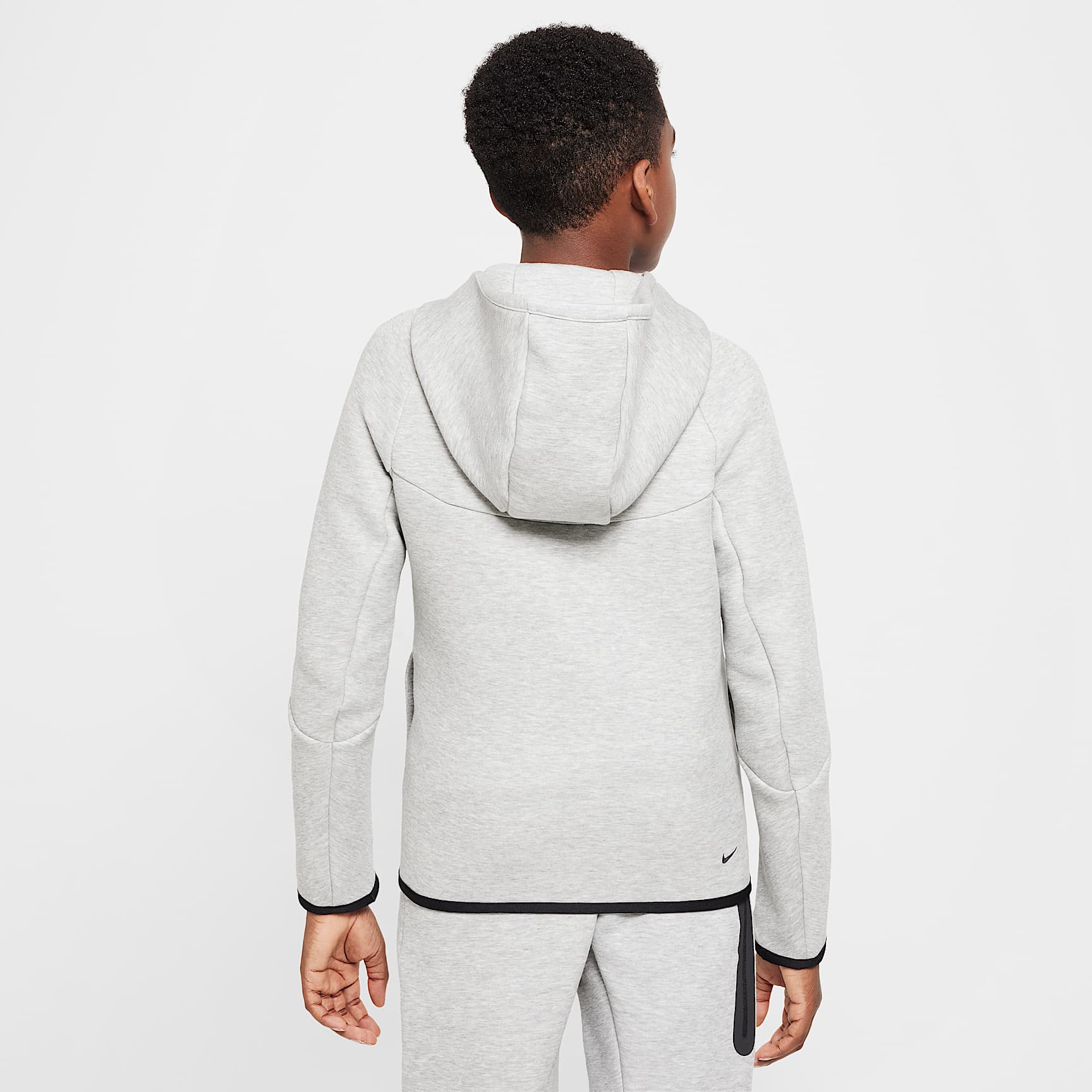 Sudadera con gorro con cierre completo para niños grandes Nike Sportswear Tech Fleece – Gris oscuro jaspeado/Gris oscuro jaspeado/Negro/Negro – vista 2