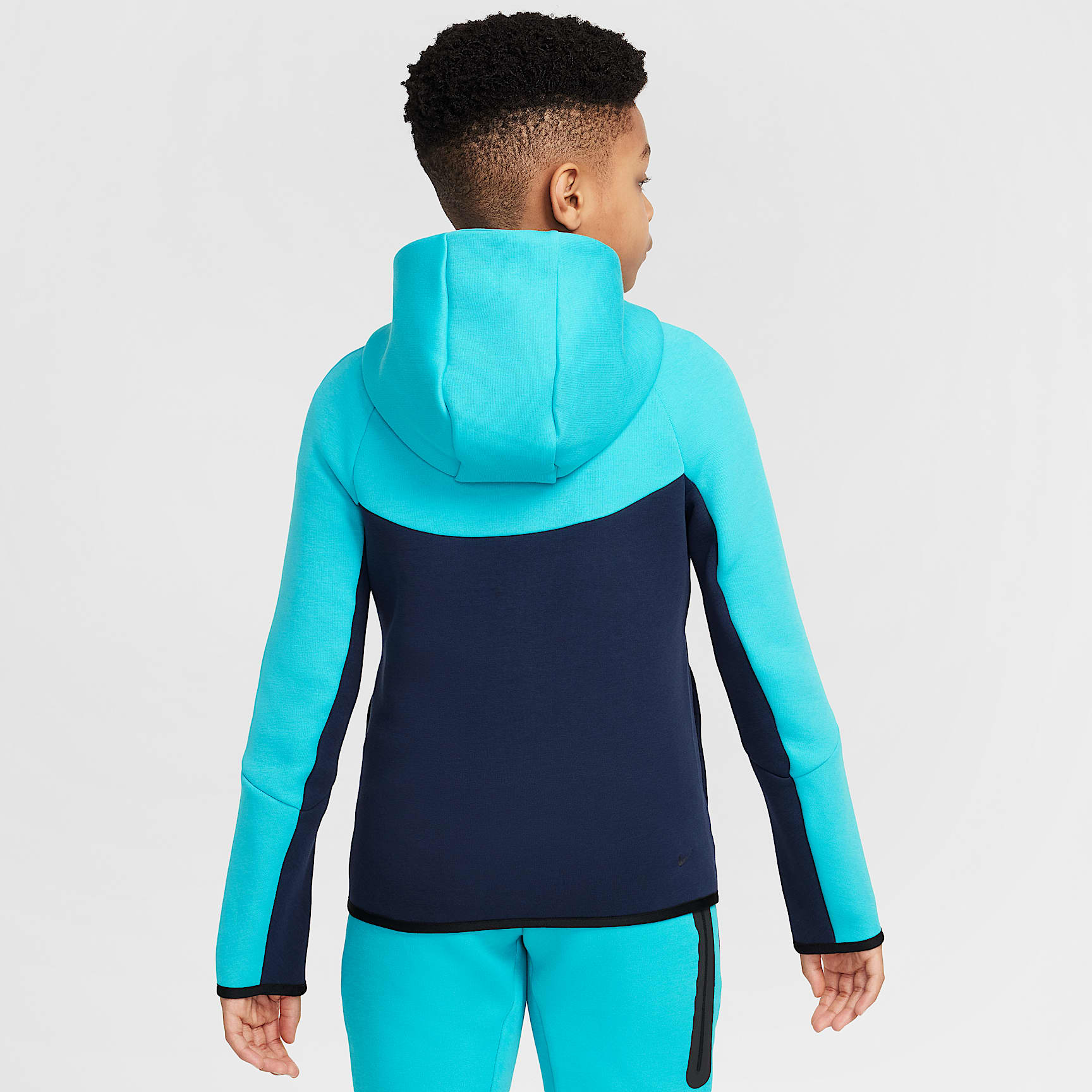 Sudadera con gorro con cierre completo para niños grandes Nike Sportswear Tech Fleece – Obsidiana/Cactus empolvado/Negro/Negro – vista 2