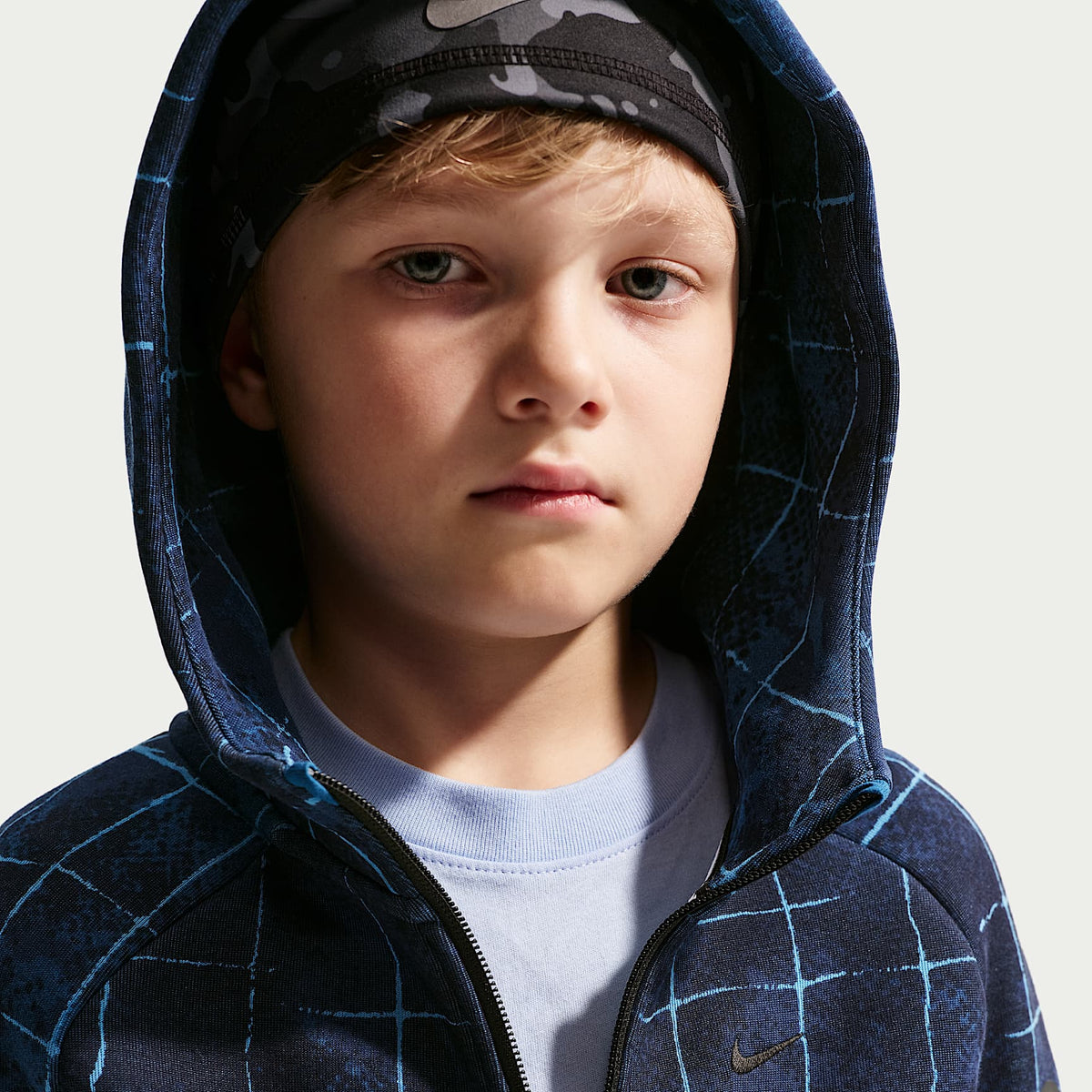 Sudadera con gorro de cierre completo para niño talla grande Nike Sportswear Tech Fleece – Estrella azul/Azul cancha/Negro – vista 3