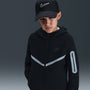 Sudadera con gorro y cierre completo Nike Sportswear Tech Fleece para niños grandes con detalles reflejantes – Negro/Negro/Negro – vista 3